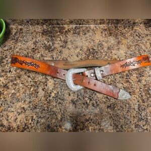 Brown Leather Belt with Silver Buckle